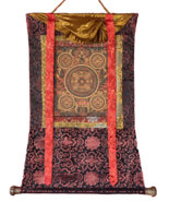 HAND-PAINTED BUDHHA LIFE  MANDALA TIBETAN THANGKA PAINTING WITH SILK BRO... - $148.44