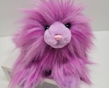 Vintage Aurora World Purple Hairy Long Hair Cat Plush 11&quot; - £38.91 GBP