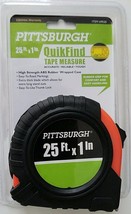25 ft x 1 inch Tape Measure with Metal Tape, ABS Casing, Hand Loop &amp; Belt Hook - £2.71 GBP