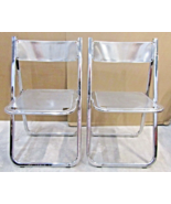 Matched Pair of Perforated Chrome Tamara Folding Chairs from Arrben Ital... - $791.01