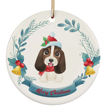 Cute Baby Basset Hound Dog Lover Merry Christmas Wreath Ornament Gift Tree Decor - £11.64 GBP