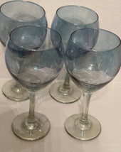 Libbey Wine Water Goblets (4) Tinted Blue w Tint of Green Stems 8-1/2&quot; Tall - $39.00