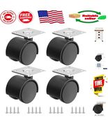 1.5 Inch Nylon Furniture Caster Wheels Set of 4 - Smooth 360° Swivel Mob... - $350.61 MXN
