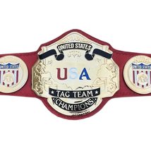 NWA USA Tag Team Wrestling Championship Title Replica Belt brass metal plates wi - £77.55 GBP