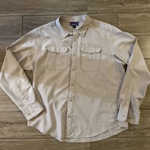Patagonia Shirt Men’s Vented Beige Fishing Button Up Long Sleeve Outdoors Large - £35.35 GBP