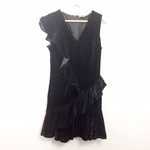 Primary image for Scripted Black Velvet Ruffle Dress Asymmetrical Women's Small Holiday