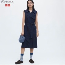 UNIQLO x JW ANDERSON Linen Trench Dress NWT Navy Blue SZ Large Sleeveles... - £68.65 GBP