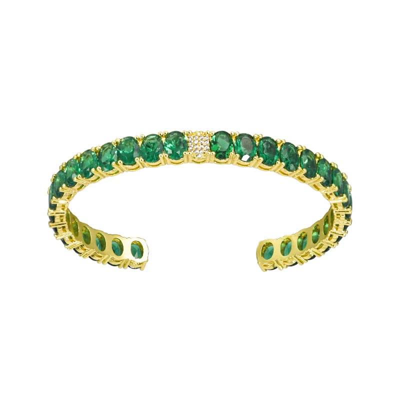 Bracelet For Women Luxury Fashion Jewelry Green Natural Stone Cuff Charm... - £54.66 GBP
