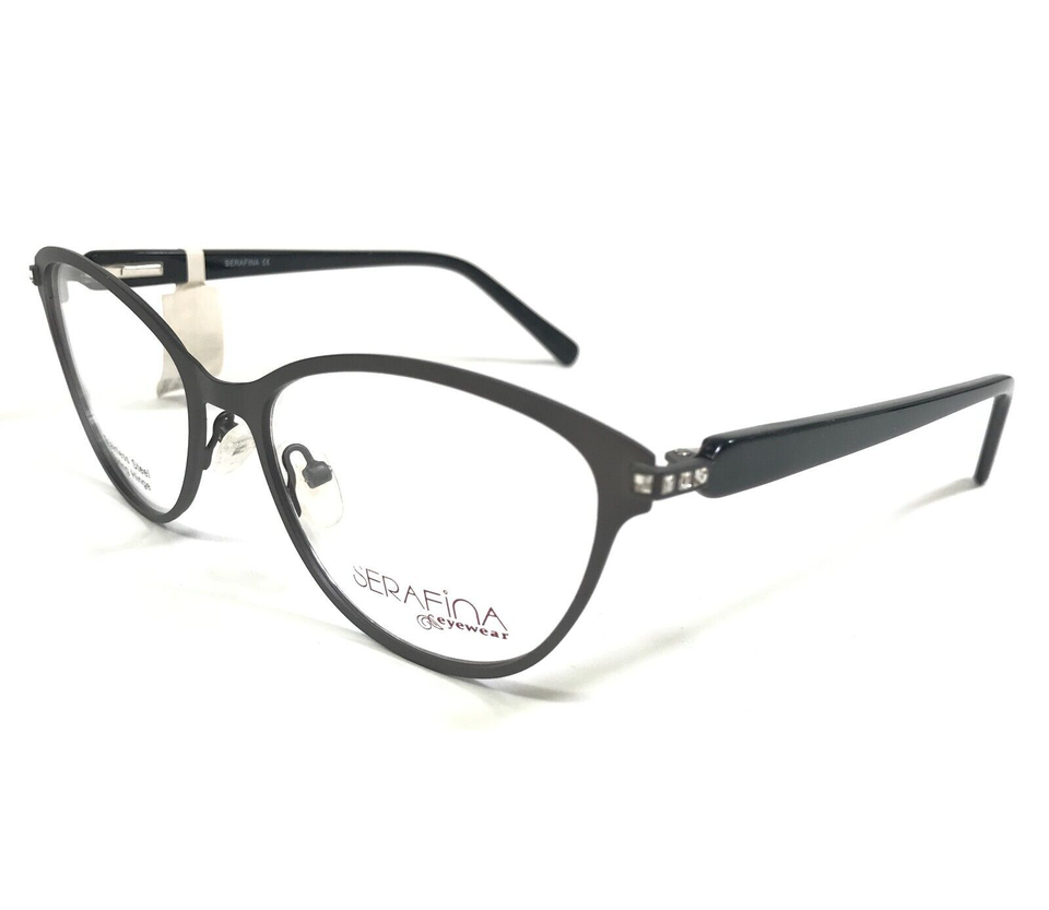 Serafina Eyeglasses Frames SHIRLEY GREY Black Cat Eye Sparkly Crystals 5... - $49.48