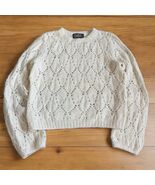 Reformation Women’s Jesse Pointelle Alpaca Blend Knit Sweater Sz XL Cream Ivory - $79.15