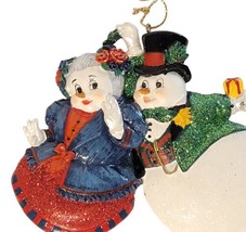 Victorian Snowman Whispering in Snow Woman&#39;s Ear Christmas Ornament Kurt S Adler - £15.81 GBP
