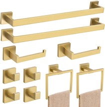 23.6Inch Brushed Gold Towel Bar Set, 10 Pieces Bathroom Accessories Set, Sus304 - $88.94