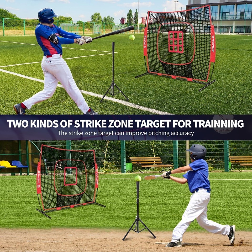 Durable 7x7 ft Baseball & Softball Practice Net with Batting Tee & Carry Bag Item image 8