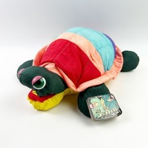 Vintage Embrace Nylon Plush Turtle Puppet  Roll Tongue Squeaky Orange Green Tag - £24.03 GBP