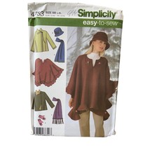 Simplicity Sewing Pattern 4783 Poncho Cape Scarf Cap Coat Jacket Miss Si... - $9.89