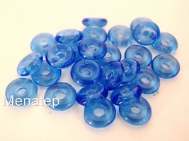 50 8 x 2.5 mm Czech Glass Donut Beads: Sapphire - $2.47