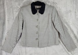 Positive Attitude Petite Jacket Womens 6 Black White Houndstooth Vintage Blazer - £29.58 GBP