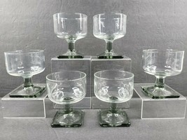 6 Federal Nordic Midnight Smoke Liquor Cocktail Vintage 3 1/4&quot; Square Base Glass - £35.01 GBP