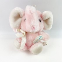 Vintage Eden Plush Pink Squeaky Elephant  Stuffed Animal 6” Bow 1988 Tag - £54.92 GBP