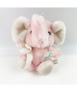 Vintage Eden Plush Pink Squeaky Elephant  Stuffed Animal 6” Bow 1988 Tag - $95.57 CAD