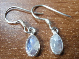 Very Small Blue Moonstone Marquise 925 Sterling Silver Dangle Earrings 1020t - £7.18 GBP