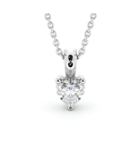 Heart Solitaire Lab Grown Three Claw Stud Diamond Pendant 14K White Gold  - €691,56 EUR
