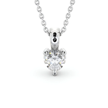 Heart Solitaire Lab Grown Three Claw Stud Diamond Pendant 14K White Gold  - $800.00