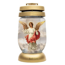 8 3/4&quot; Angel Design Decorative Altar Cemetery Lantern with Paraffin Refill 22cm - £14.06 GBP