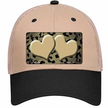 Gold Black Cheetah Hearts Oil Rubbed Novelty Khaki Mesh License Plate Hat - £23.31 GBP