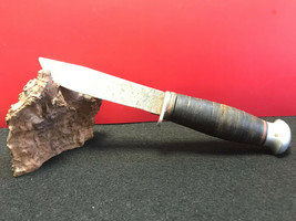 Vtg Stacked Leather Knife Shuredge No.1 Hunting/Fighting Plain Blade - $49.95
