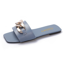 Women&#39;s temperament slippers iron chain design charm open toe stepping new holid - £17.93 GBP
