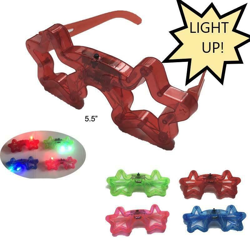 4 SET OF FLASHING LIGHT UP RAINBOW LED STAR GLASSES green red blue pink ... - $9.49
