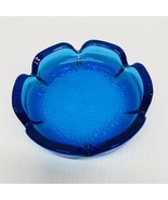 Vintage Anchor Hocking 1975 Ashtray Blue Lotus Flower Pebble Textured MC... - $19.80