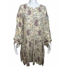 New Ana A New Approach Womens 1X XL Layered Floral Dress Long Sleeve Light - $14.58