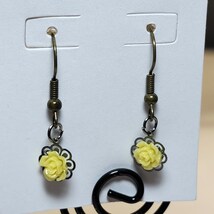 Yellow Rose Earrings - $2.00
