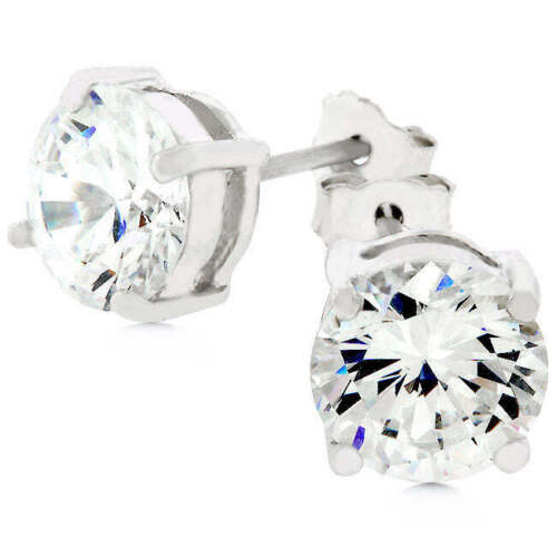 Primary image for Precious Stars Sterling Silver 7mm Round Cubic Zirconia Earring Studs