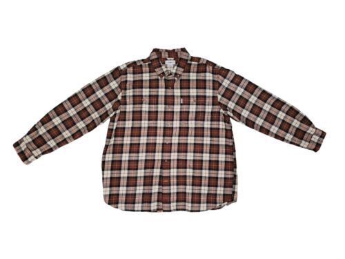Primary image for Carhartt Flannel Shirt Mens 2XL Relaxed Fit Brown Black Plaid Button Down