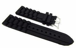 24mm Black Silicone Rubber Replacement Diver Watch Band Strap for Men and Women - £14.26 GBP