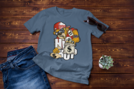 HUSTLE TEDDY with bags Adult t-shirt - $20.99