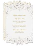 Embossed Wedding Invitations Pearl Foil Laser Cut Damask Flourish Vintag... - £262.90 GBP