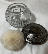 Antique Silver Lidded Cut Glass Vanity Jar French Swansdown Silk Powder ... - £132.97 GBP