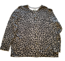 Croft &amp; Barrow animal print Cardigan sweater Plus Women Size 1X cotton knit - £14.12 GBP