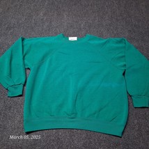 VTG Bassett-Walker Blank Sweatshirt Women XL Green Faded Crew Neck Long ... - $18.47