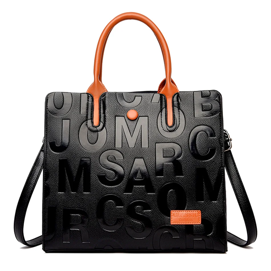 Large Capacity Vintage Ladies Tote Bag Letter Leather Woman Handbag er Bags For  - £38.22 GBP
