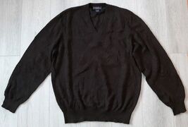 Mens Brooks Brothers 3 Ply Italian Cashmere V Neck Sweater Large Brown - $71.91