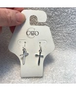 Cato Silver Cross Earrings Dangle Hoop - $16.95