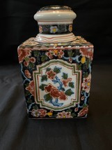 antique dutch makkum ceramic tea caddy - floral - marked bottom - £101.49 GBP