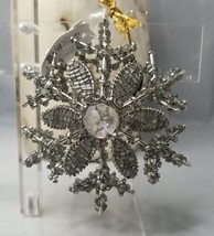 Christmas Ornament Small Fairy Snowflake Metal Beaded Katherine&#39;s Creation 4&quot; - £8.44 GBP