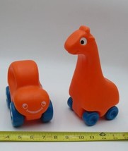 Little Tikes Orange  Giraffe wheel toy + Chunky Orange Car toy lot - £19.47 GBP