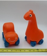 Little Tikes Orange  Giraffe wheel toy + Chunky Orange Car toy lot - $471.22 MXN